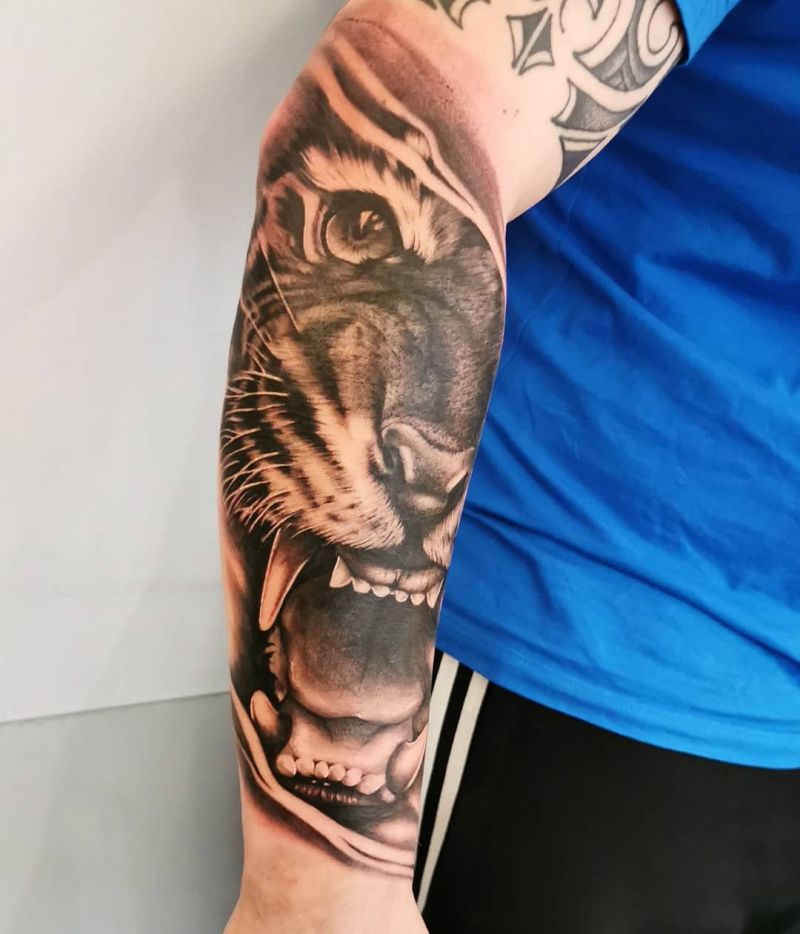 30 Unique Half Tiger Tattoos You Must Love