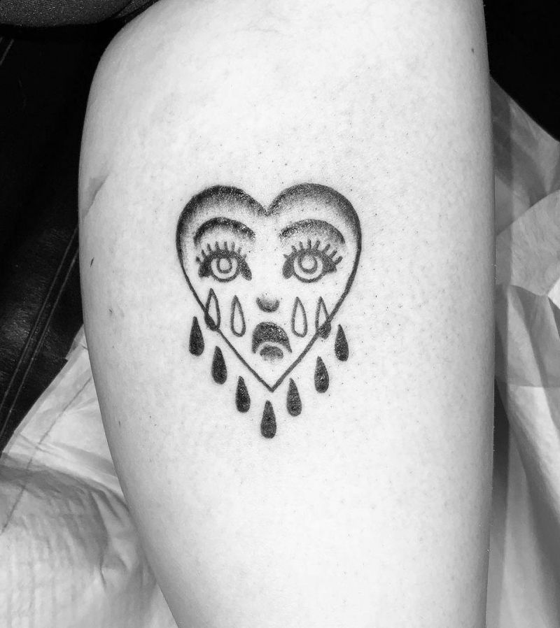 30 Unique Crying Heart Tattoos for Your Inspiration