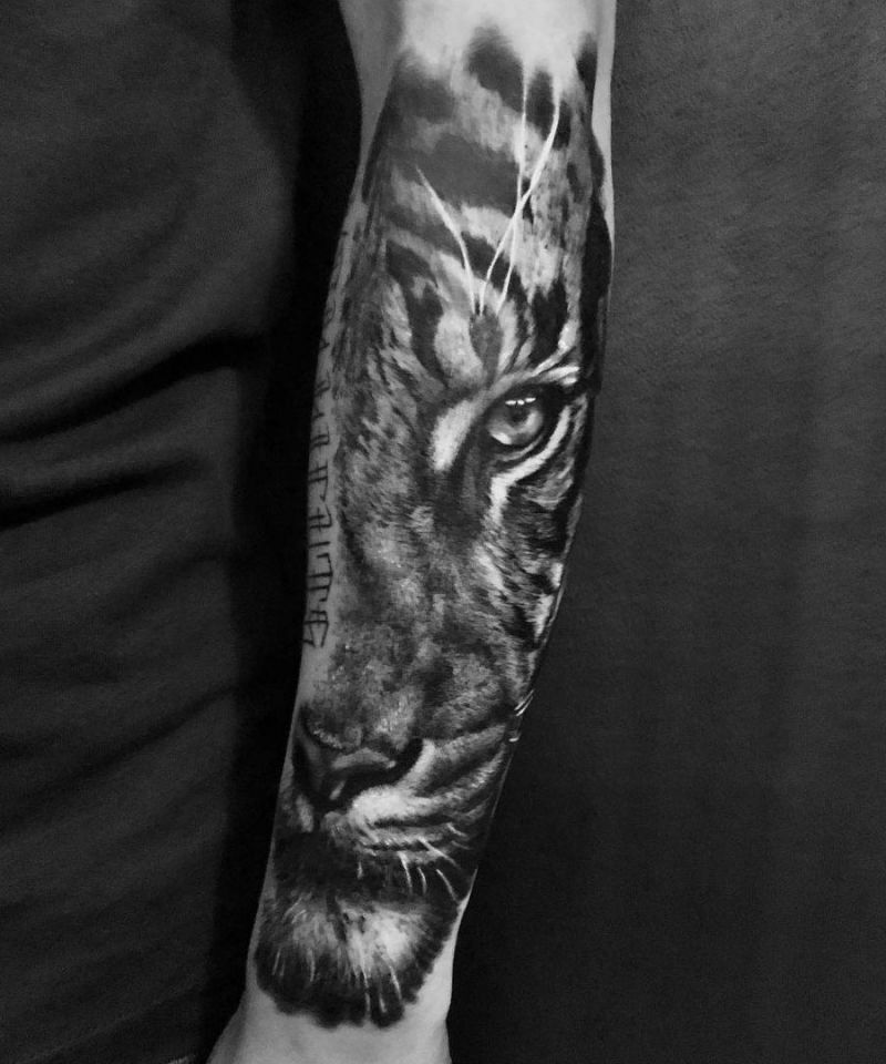 30 Unique Half Tiger Tattoos You Must Love