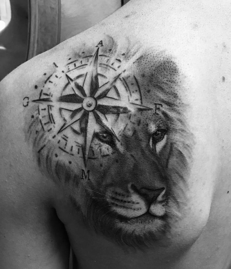 30 Unique Lion and Compass Tattoos for Your Inspiration