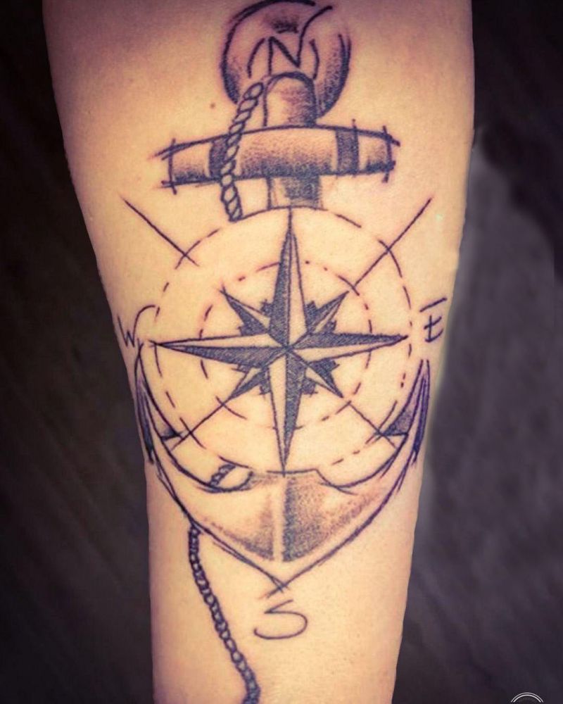 30 Unique Anchor and Compass Tattoos Just For You