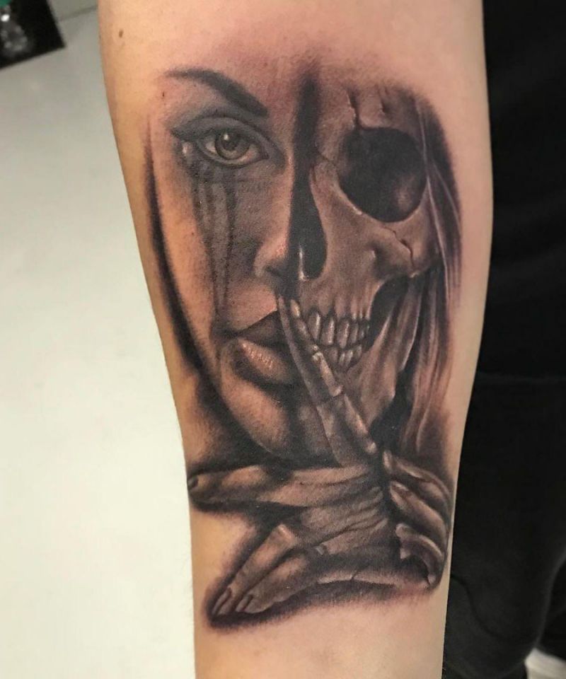 30 Great Half Skull Tattoos to Inspire You