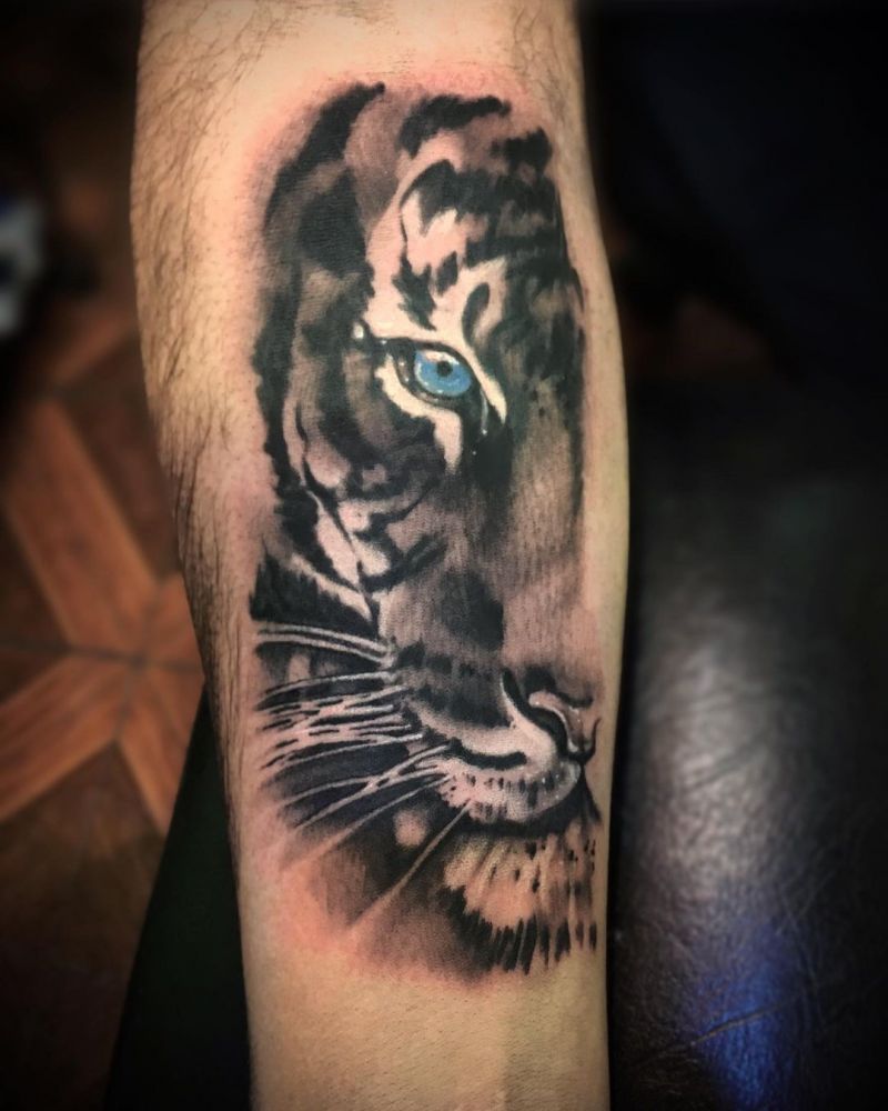 30 Unique Half Tiger Tattoos You Must Love