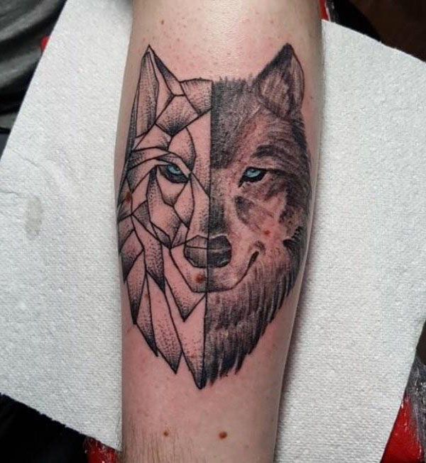 30 Unique Half Wolf Tattoos You Must Love