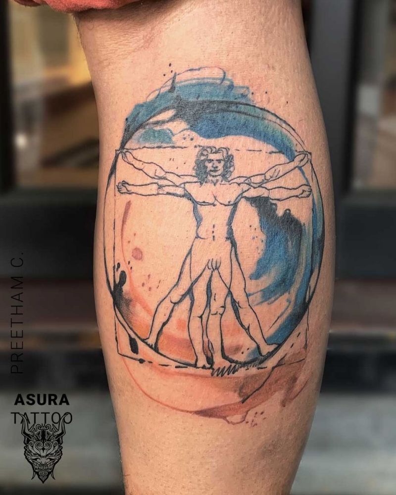 30 Unique Vitruvian Man Tattoos for Your Inspiration