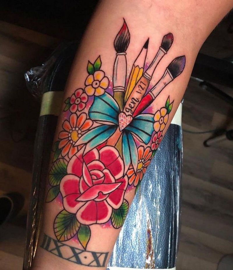 30 Elegant Paintbrush Tattoos You Can Copy