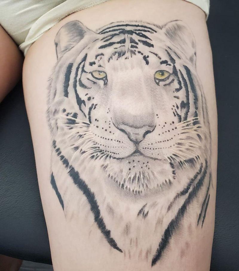 30 Pretty White Tiger Tattoos You Can Copy