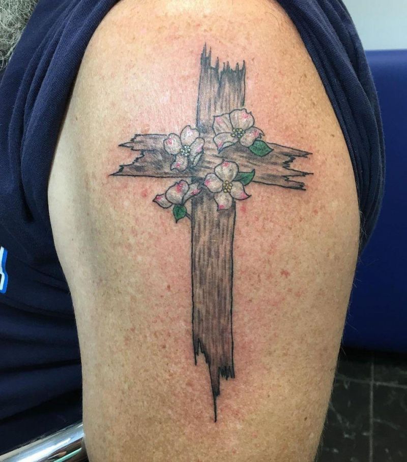 30 Pretty Wooden Cross Tattoos You Must Love