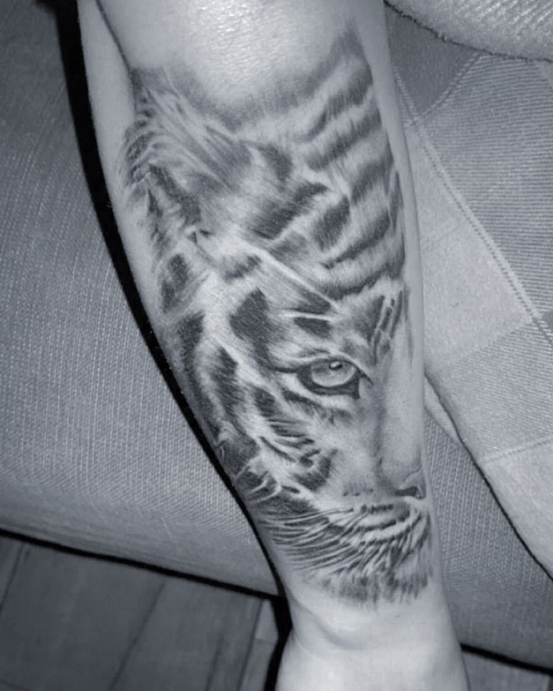 30 Unique Half Tiger Tattoos You Must Love