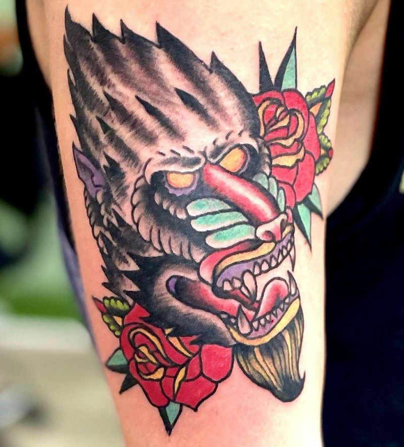 30 Great Mandrill Tattoos to Inspire You