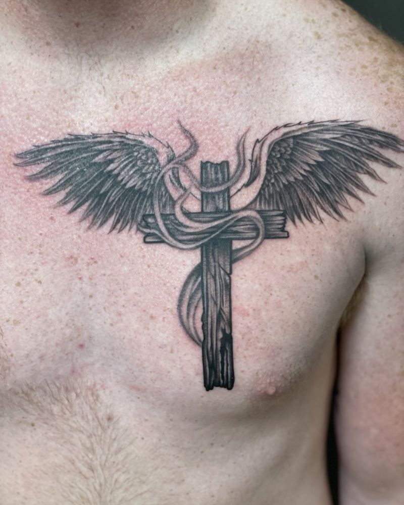 30 Pretty Wooden Cross Tattoos You Must Love