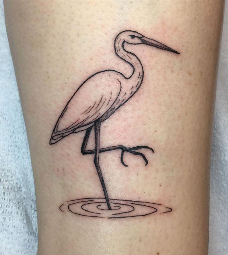 30 Pretty Egret Tattoos You Must Love