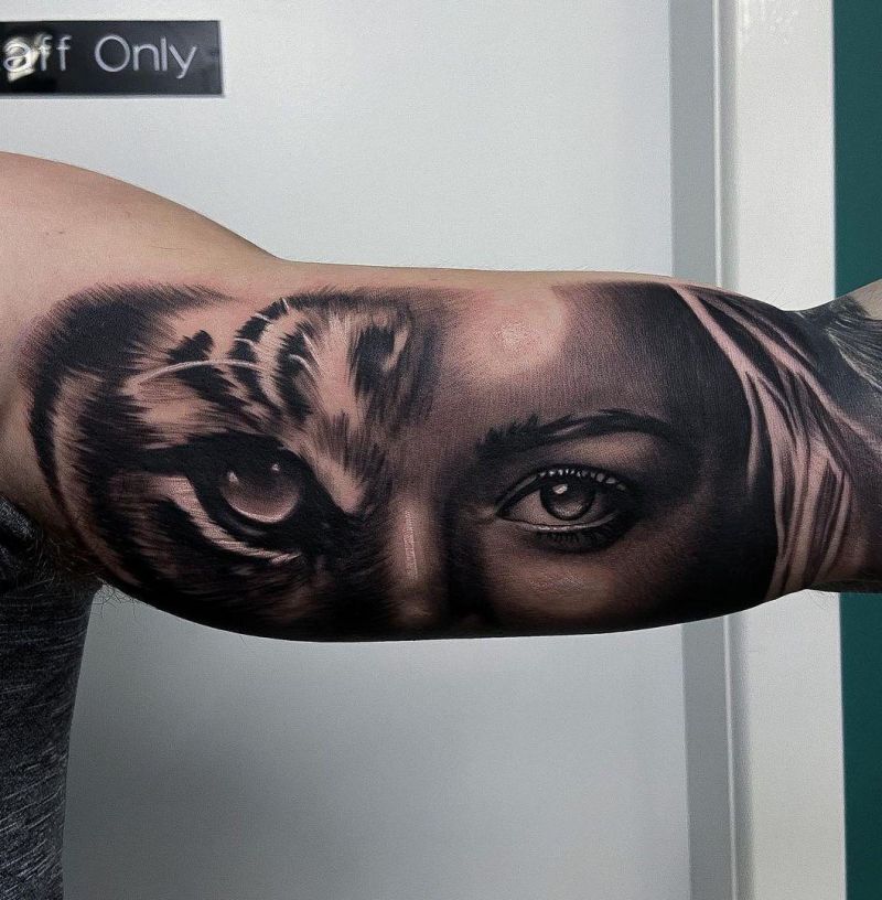 30 Unique Half Tiger Tattoos You Must Love