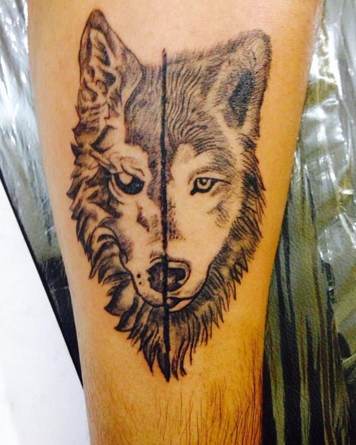 30 Unique Half Wolf Tattoos You Must Love