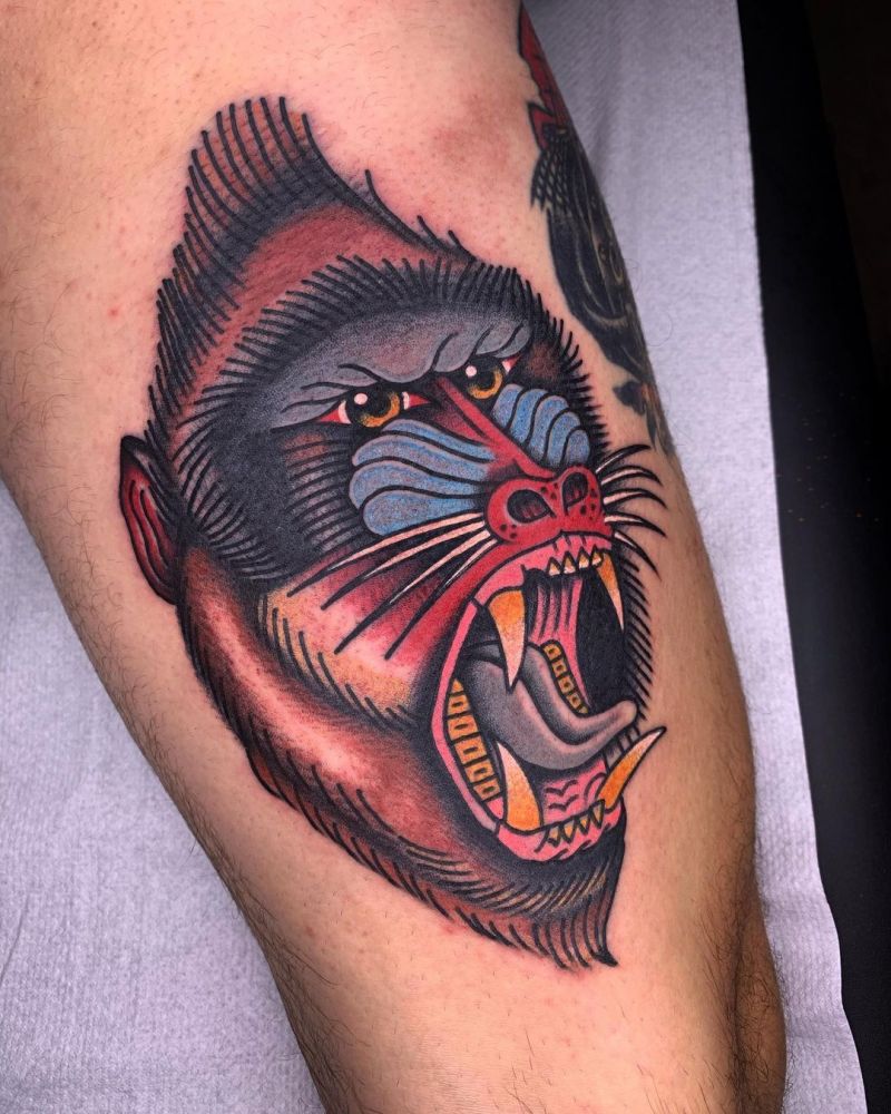 30 Great Mandrill Tattoos to Inspire You