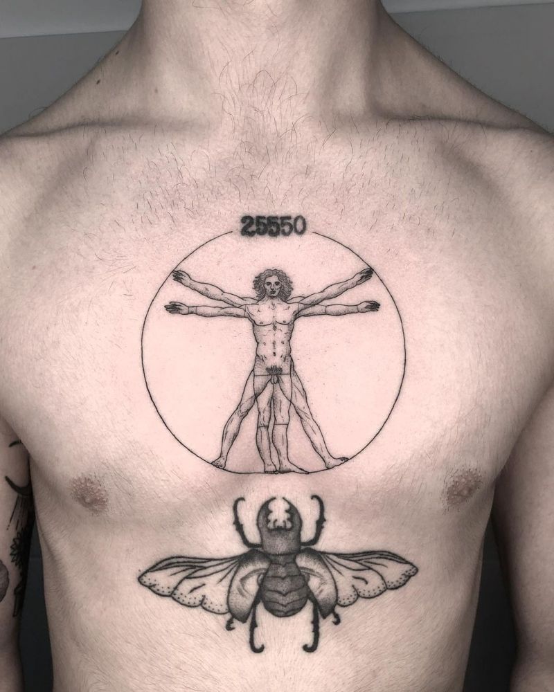 30 Unique Vitruvian Man Tattoos for Your Inspiration