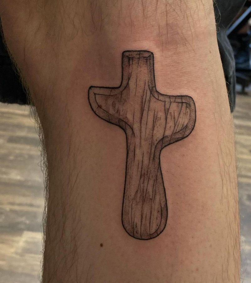 30 Pretty Wooden Cross Tattoos You Must Love