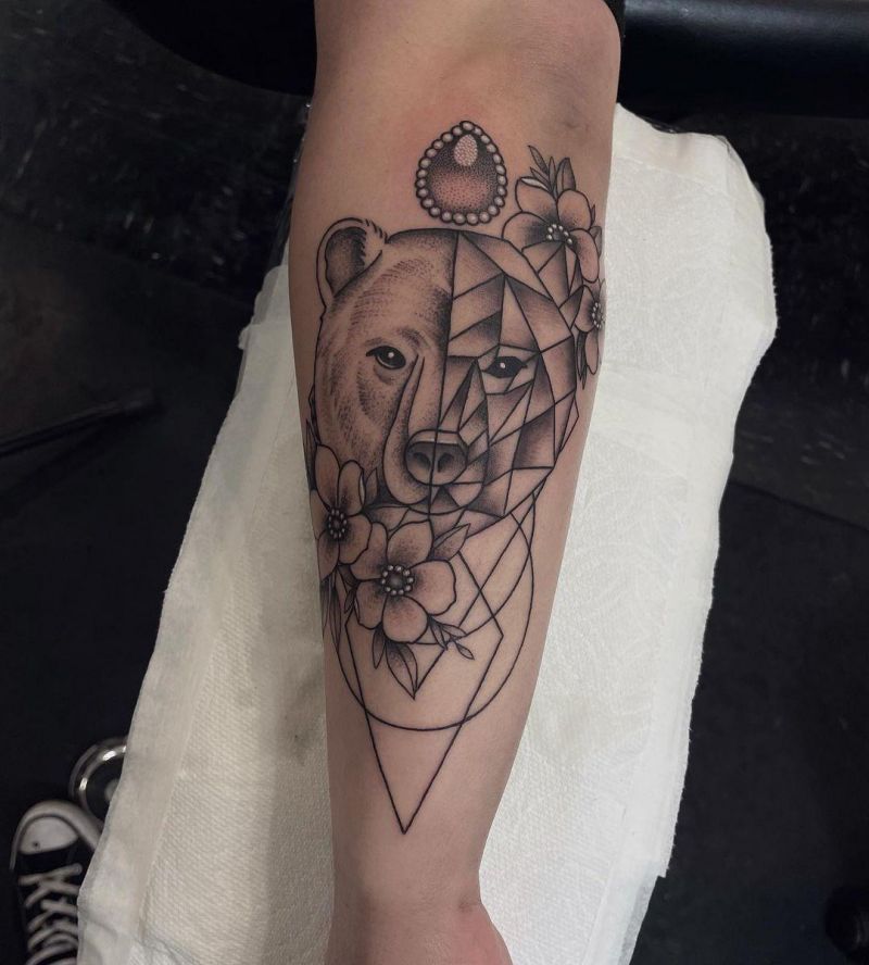 30 Pretty Geometric Bear Tattoos Make You Attractive