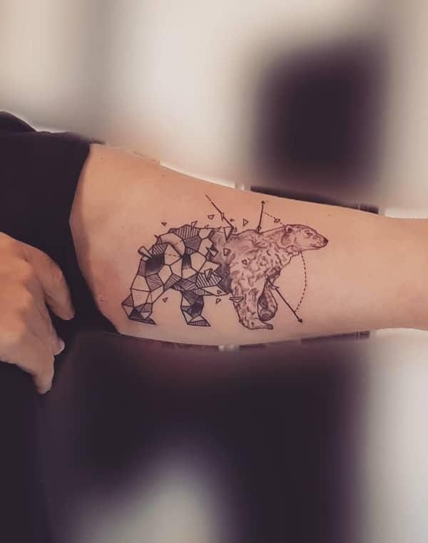 30 Pretty Geometric Bear Tattoos Make You Attractive