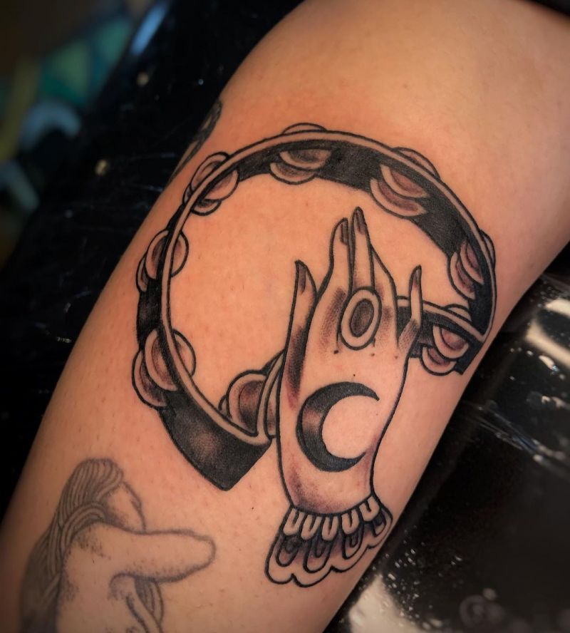 25 Pretty Tambourine Tattoos You Must Love