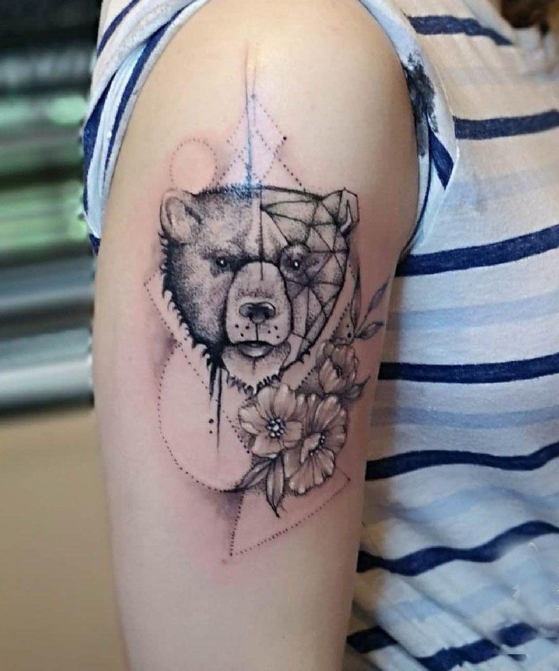 30 Pretty Geometric Bear Tattoos Make You Attractive