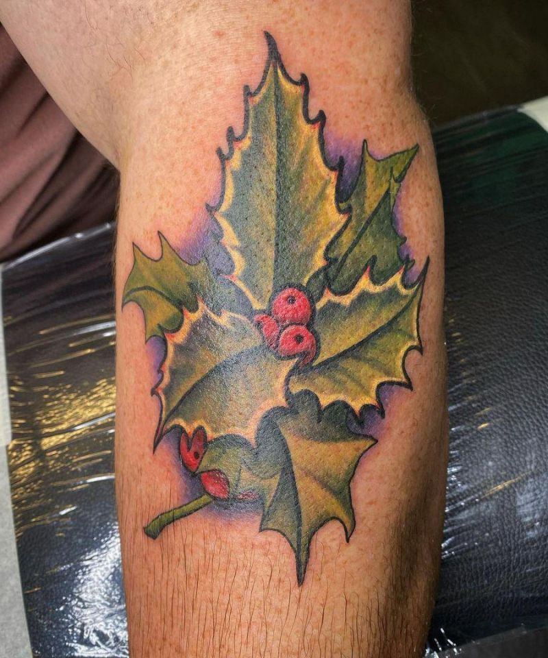 30 Pretty Holly Tattoos You Will Love