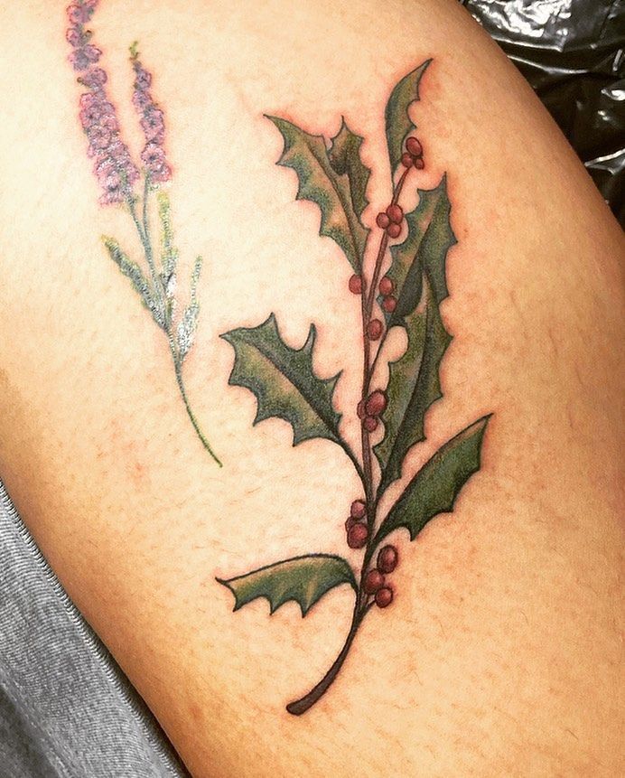 30 Pretty Holly Tattoos You Will Love