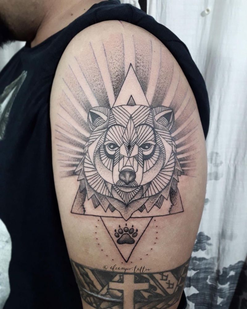 30 Pretty Geometric Bear Tattoos Make You Attractive