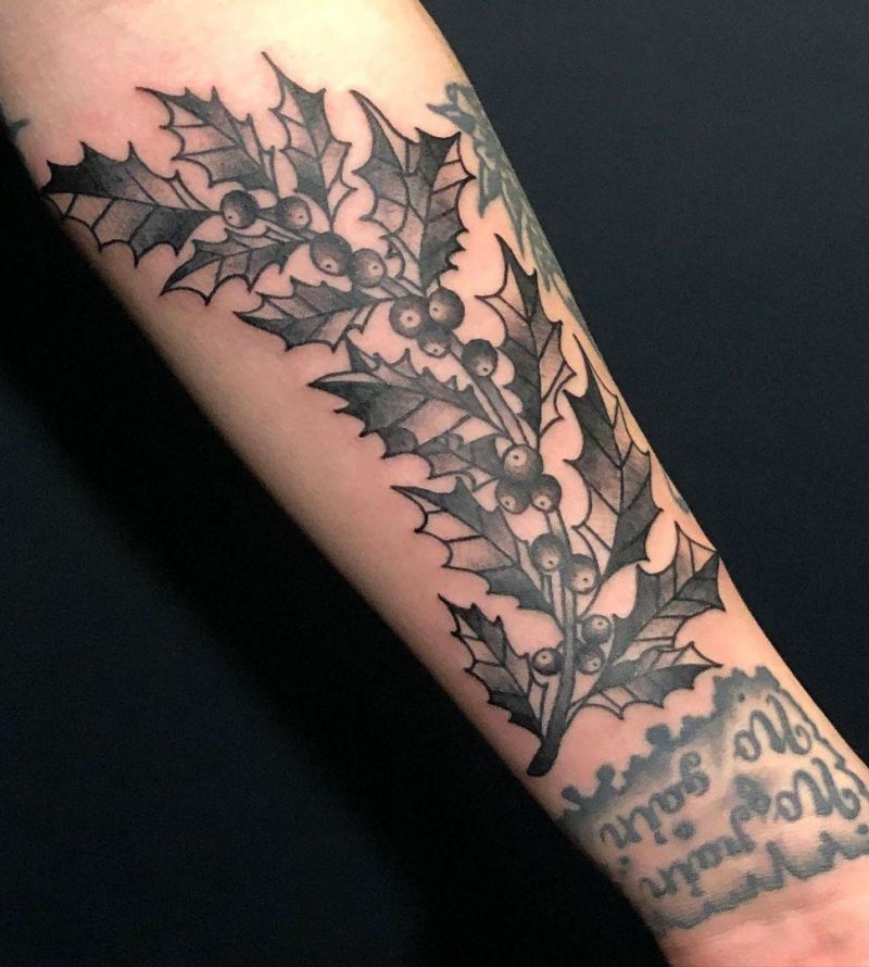 30 Pretty Holly Tattoos You Will Love