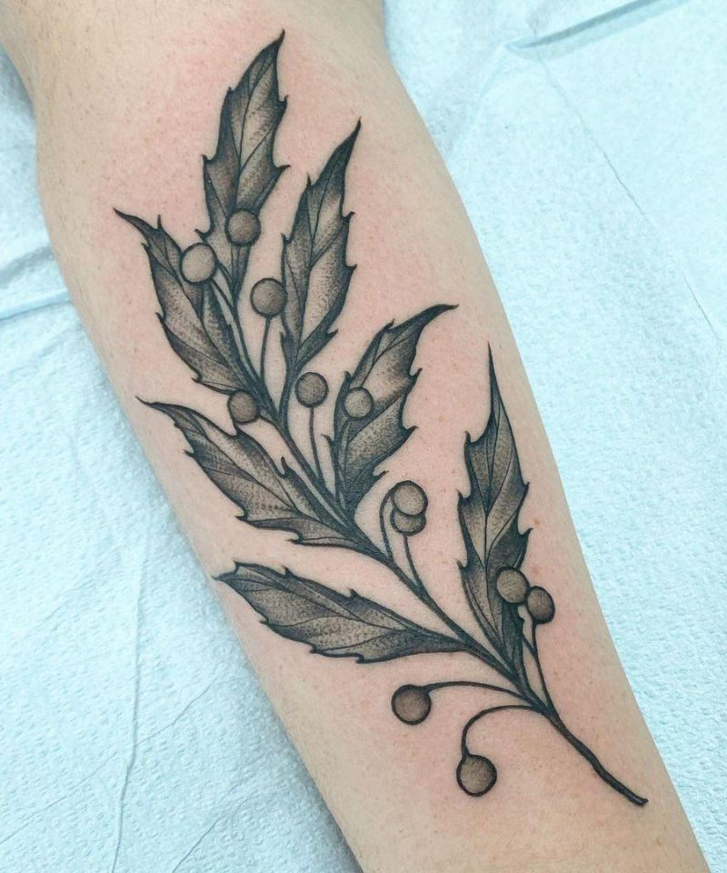 30 Pretty Holly Tattoos You Will Love