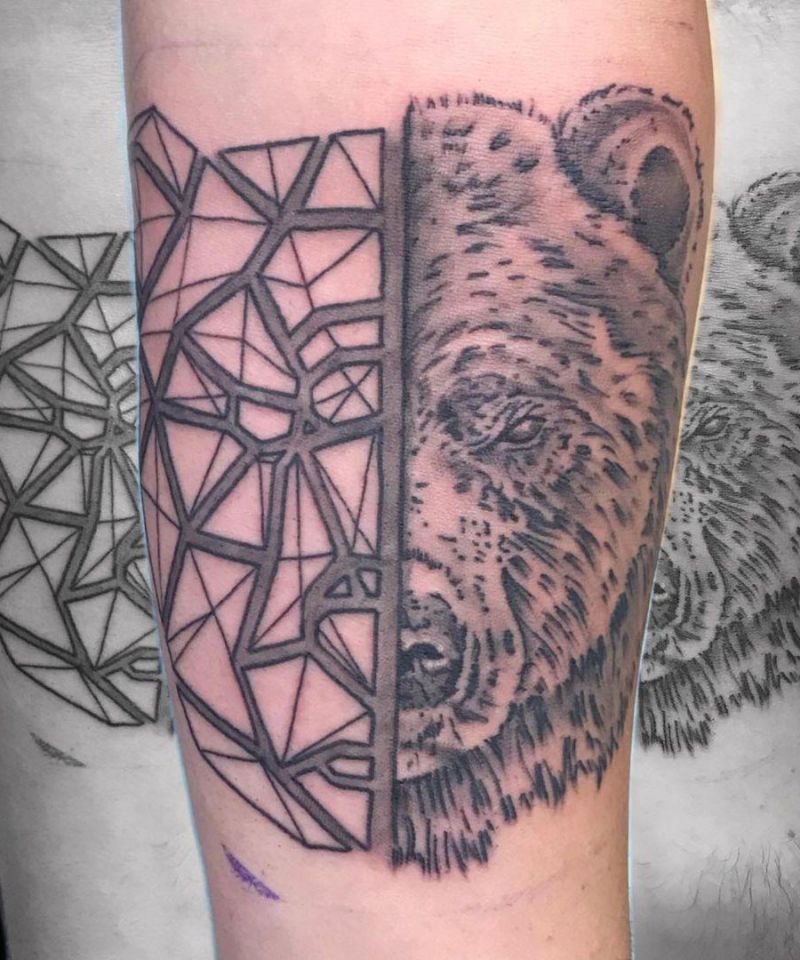 30 Pretty Geometric Bear Tattoos Make You Attractive