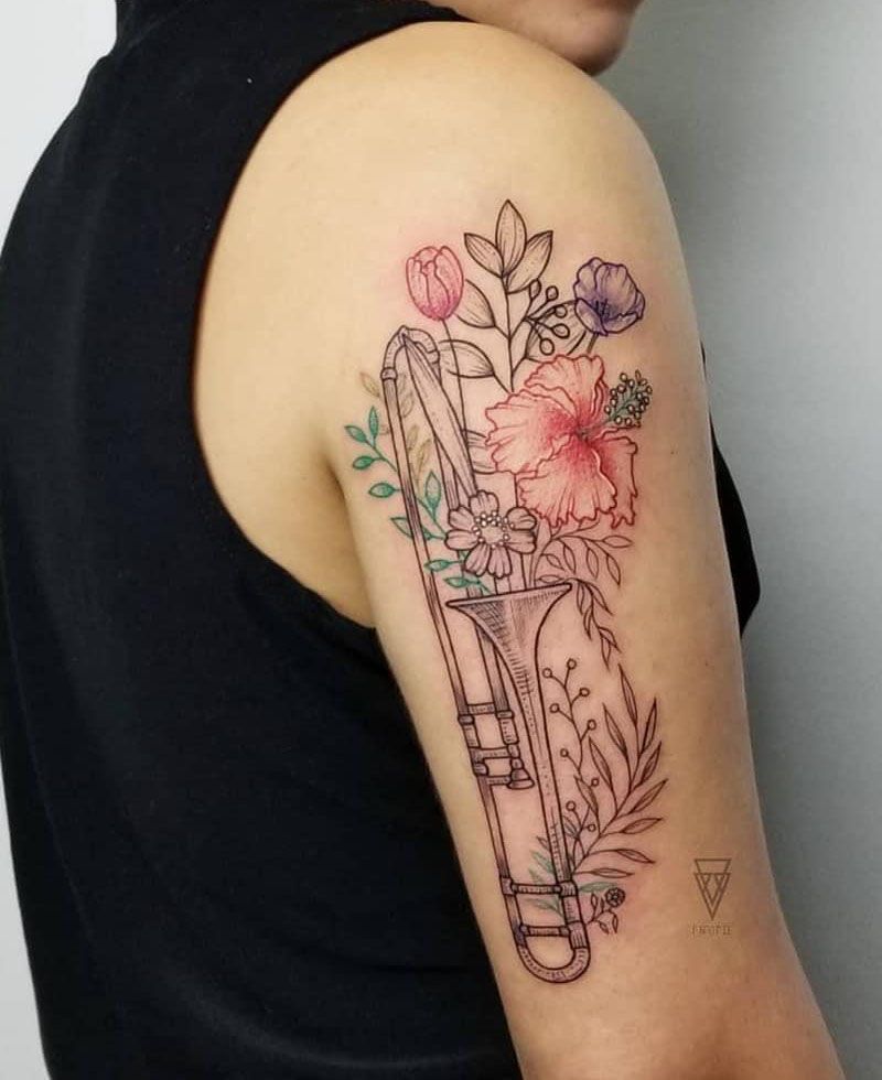 30 Gorgeous Trombone Tattoos You Must Try