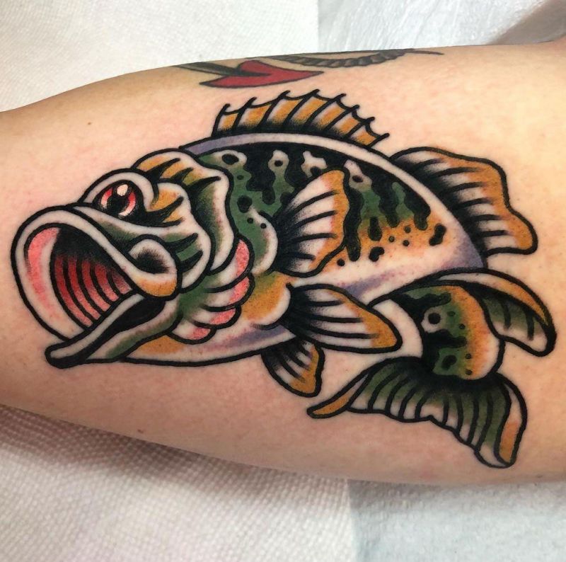 30 Unique Bass Fish Tattoos to Inspire You