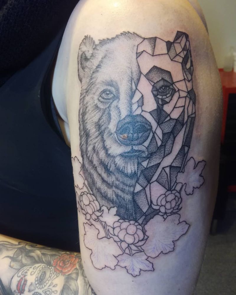 30 Pretty Geometric Bear Tattoos Make You Attractive