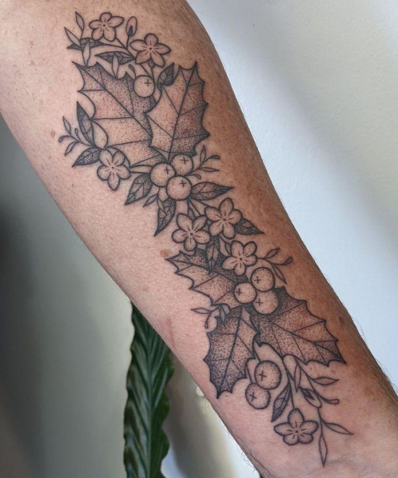 30 Pretty Holly Tattoos You Will Love