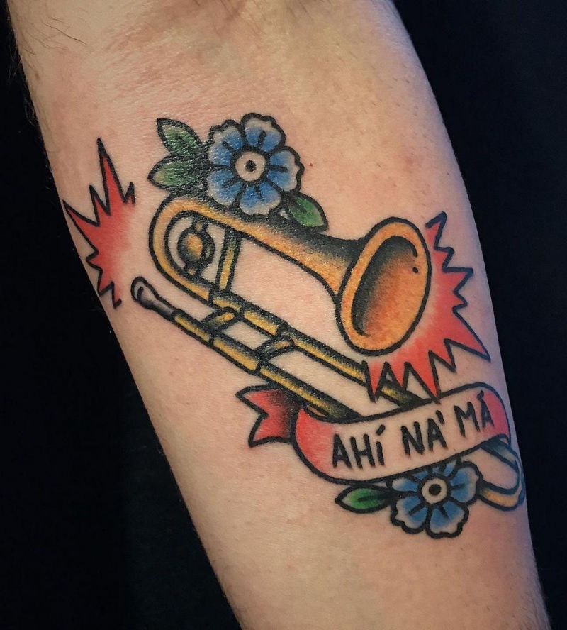 30 Gorgeous Trombone Tattoos You Must Try