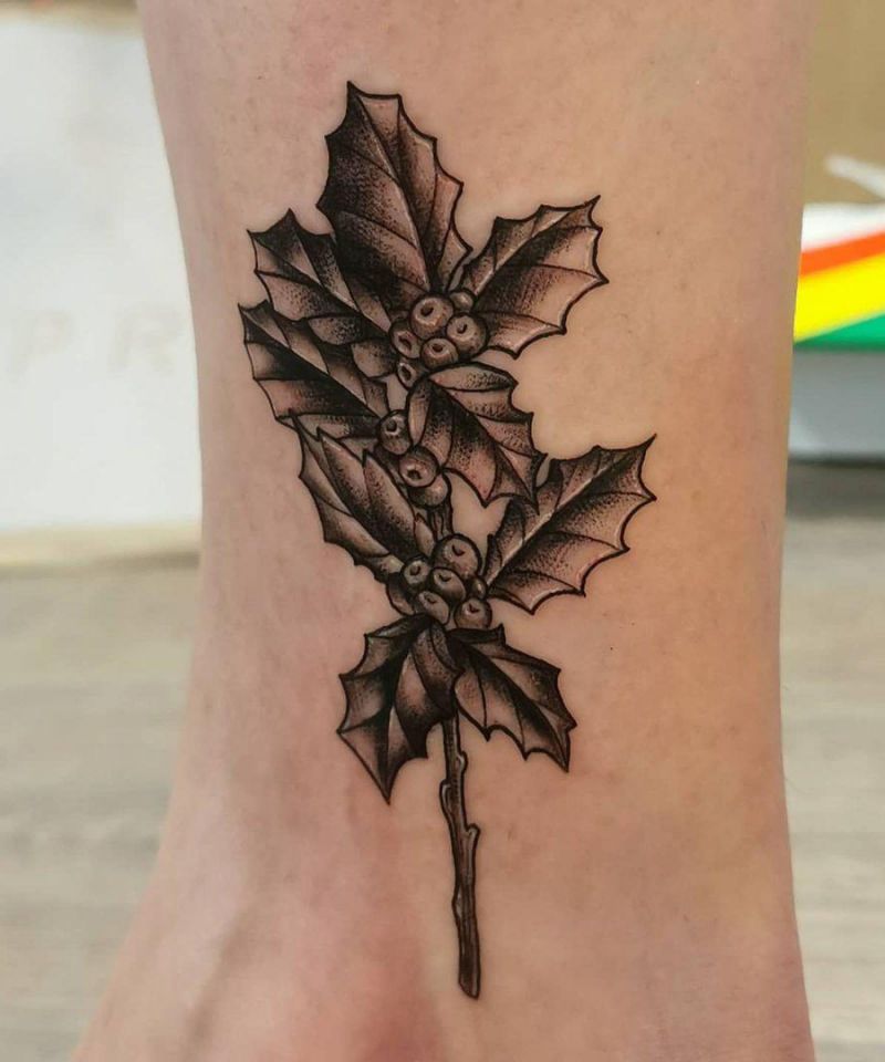 30 Pretty Holly Tattoos You Will Love