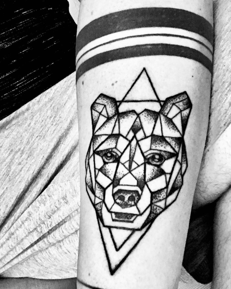 30 Pretty Geometric Bear Tattoos Make You Attractive