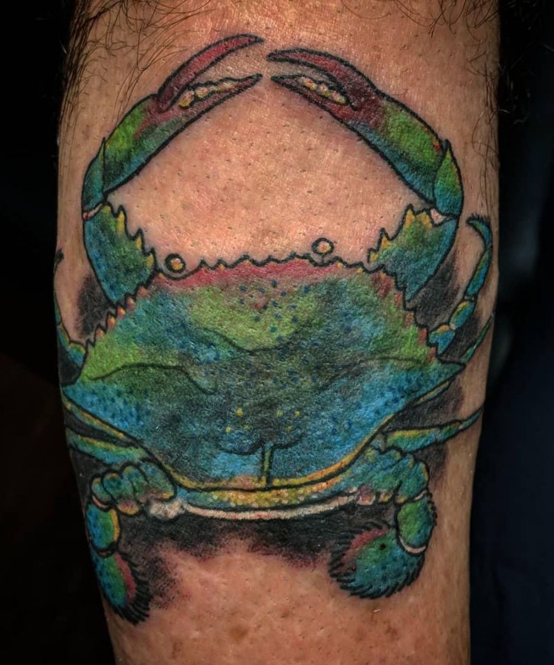 30 Pretty Blue Crab Tattoos You Must Love