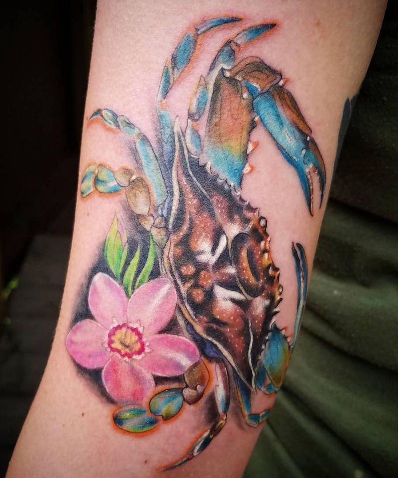 30 Pretty Blue Crab Tattoos You Must Love