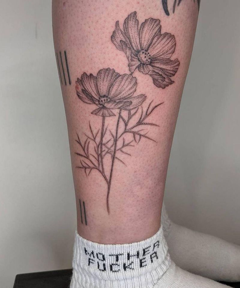 30 Pretty Cosmos Flower Tattoos For Your Inspiration