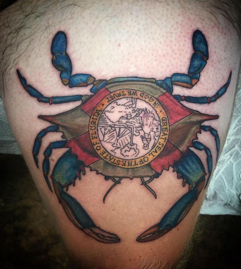 30 Pretty Blue Crab Tattoos You Must Love