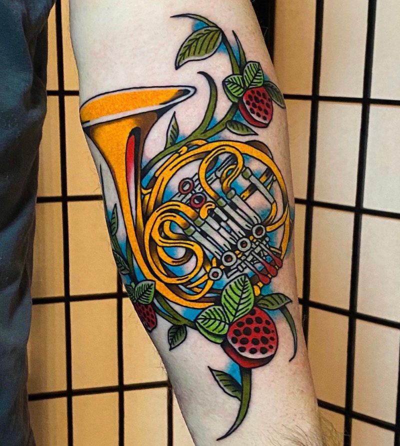 30 Pretty French Horn Tattoos You Can Copy