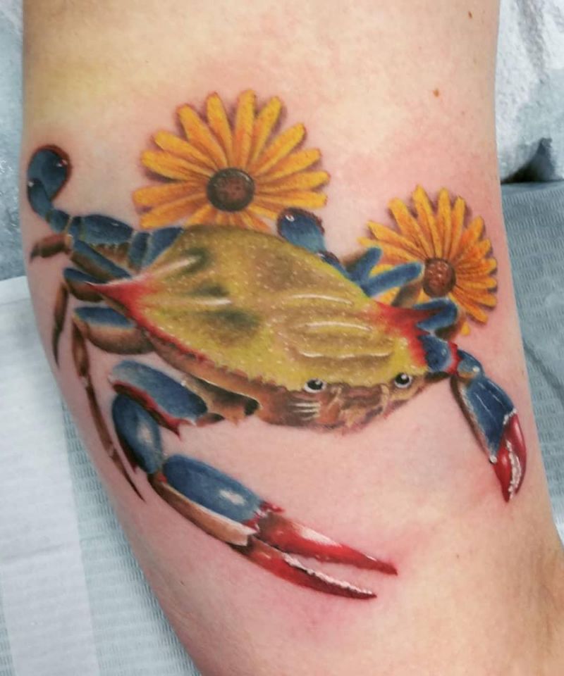 30 Pretty Blue Crab Tattoos You Must Love