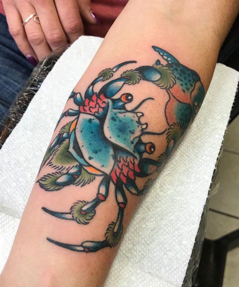 30 Pretty Blue Crab Tattoos You Must Love