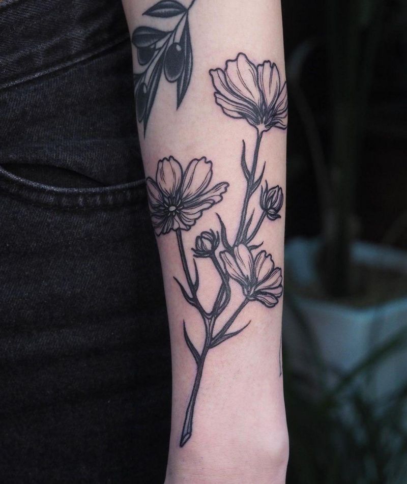 30 Pretty Cosmos Flower Tattoos For Your Inspiration