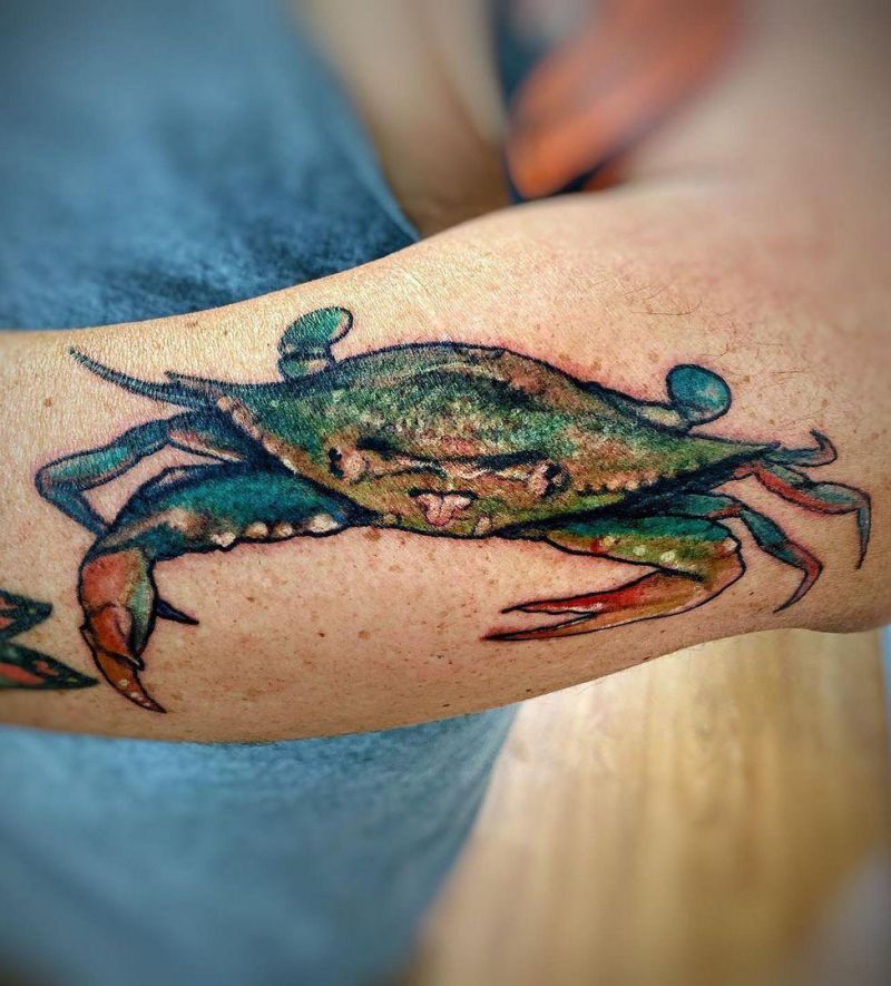 30 Pretty Blue Crab Tattoos You Must Love