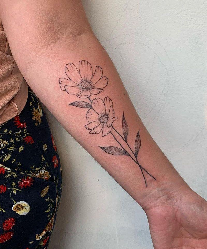 30 Pretty Cosmos Flower Tattoos For Your Inspiration