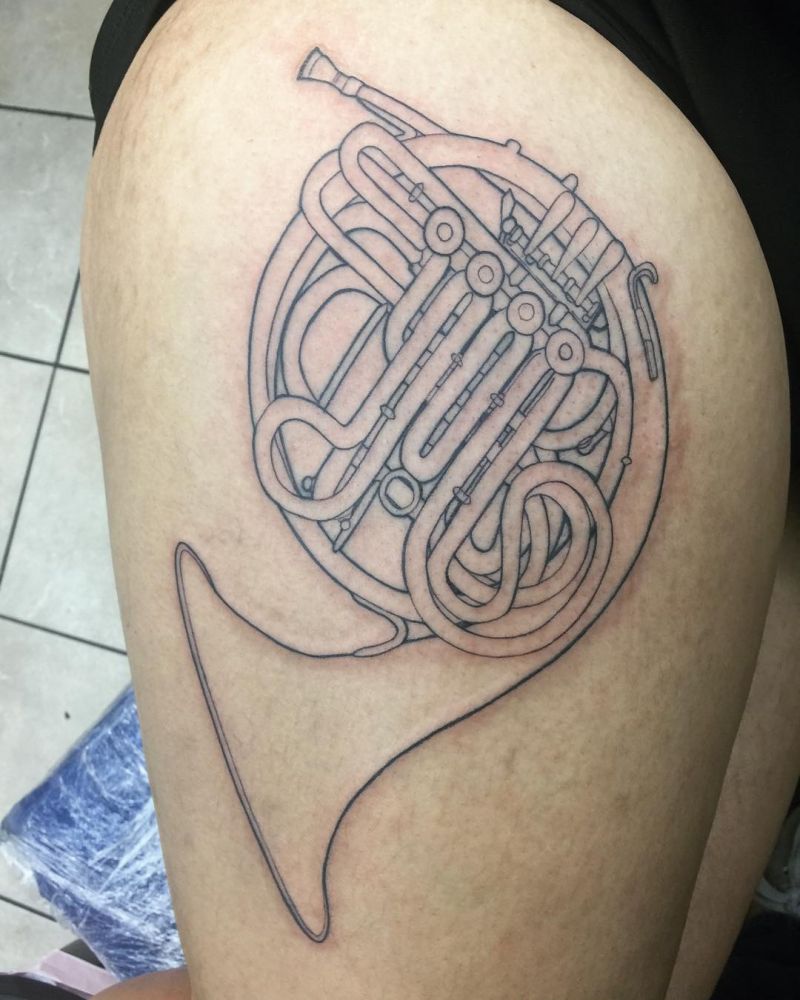 30 Pretty French Horn Tattoos You Can Copy