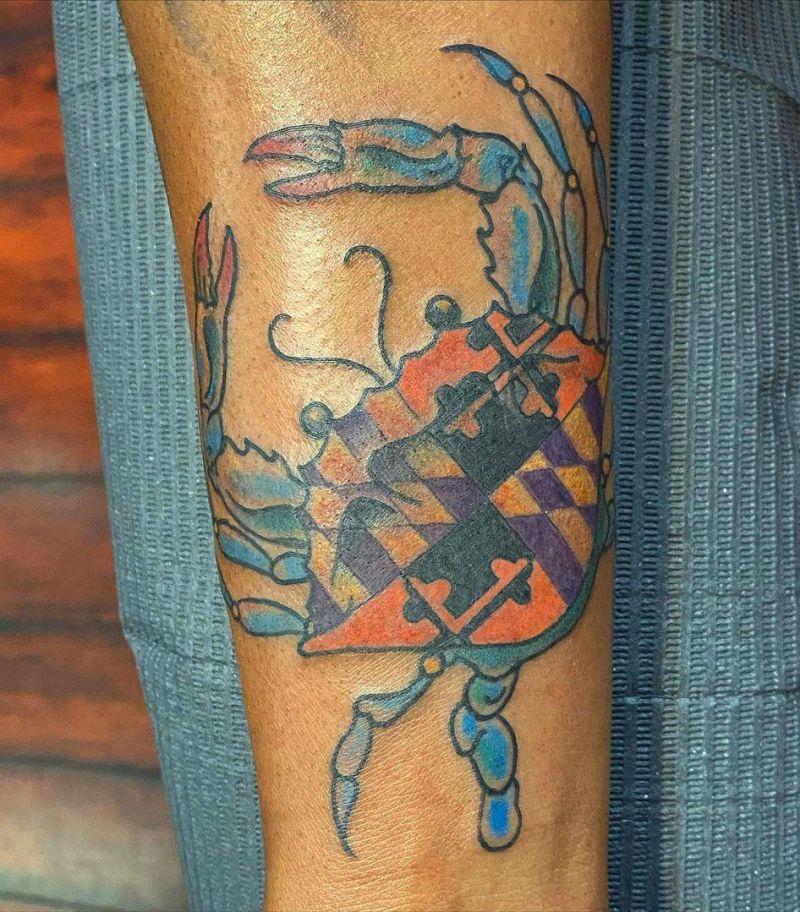 30 Pretty Blue Crab Tattoos You Must Love